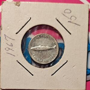 Silver 1967 Canadian 10 Cent